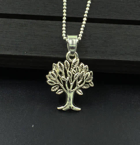Tree Necklace Charm Pendant Antique Tibettan Silver