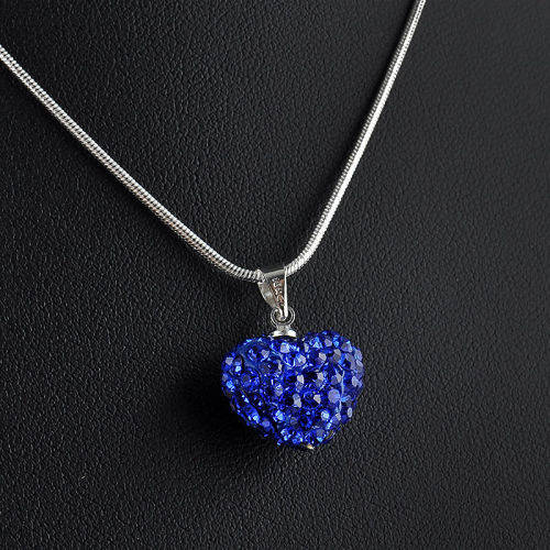Silver Heart  Crystal Necklace