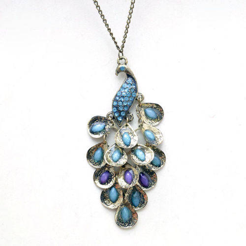 Bronze Peacock Long Sweater Chain Pendant Necklace