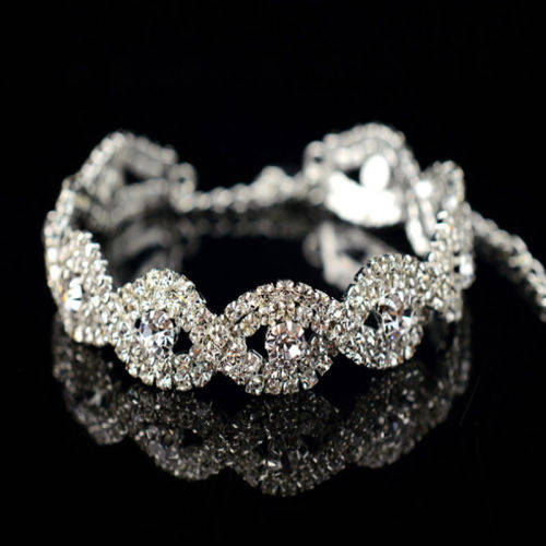 Elegant Crystal Rhinestone Infinity Bangle Bracelet