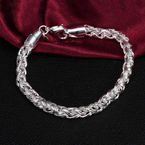 Pretty Silver Twisted Rope Bracelet