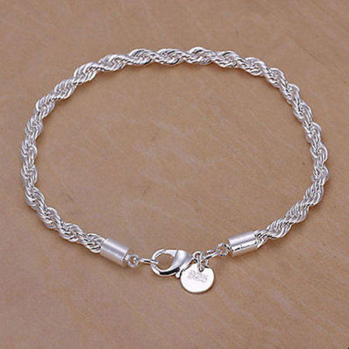 Pretty Silver Twisted Rope Bracelet