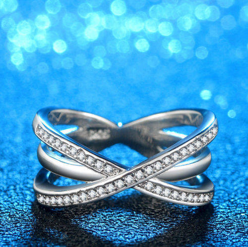 925 Sterling Silver Infinity Crystal Ring