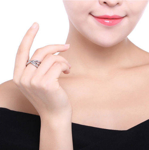 925 Sterling Silver Infinity Crystal Ring