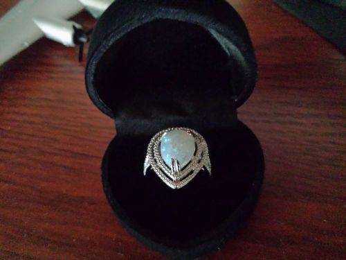 925 Silver White Fire Opal Moon Stone Ring