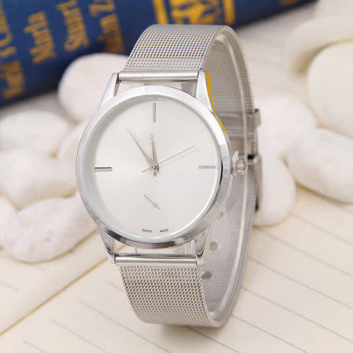 Elegant Stainless Steel Unisex Analog Quartz Wristwatch