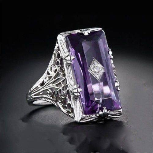 Princess 5.2CT Cut Amethyst Silver Ring