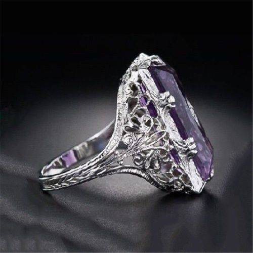 Princess 5.2CT Cut Amethyst Silver Ring