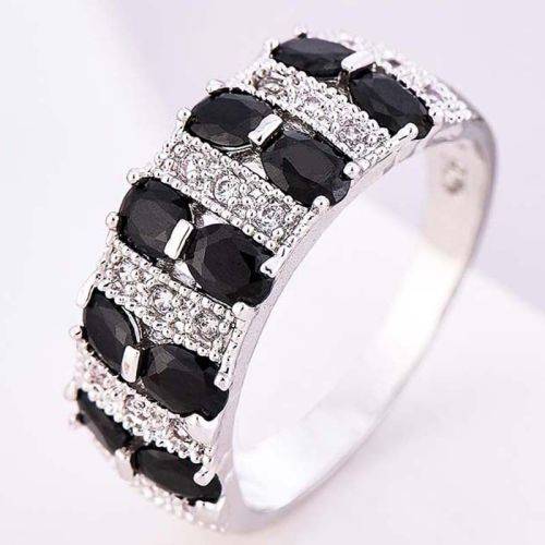 925 Silver Black Sapphire Ring