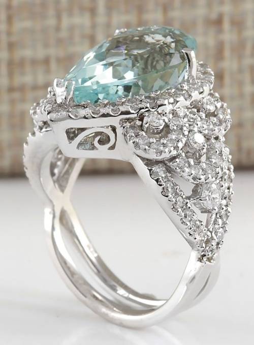 925 Silver Aquamarine Teardrop Ring