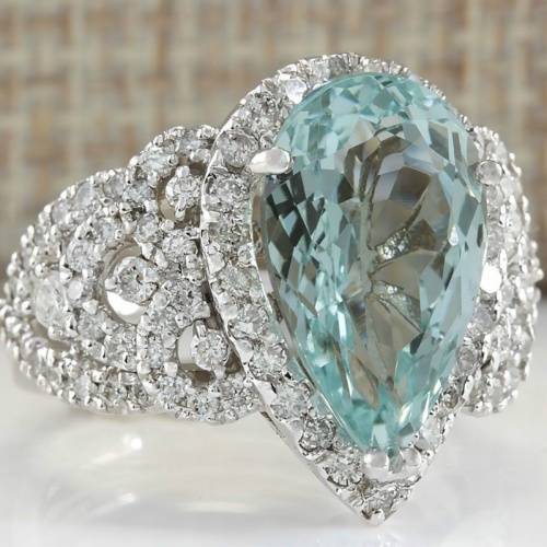 925 Silver Aquamarine Teardrop Ring
