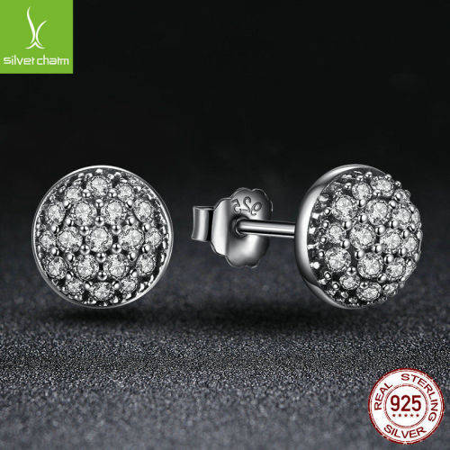 Authentic 925 Silver Dazzling Droplets Clear CZ Stud Earrings
