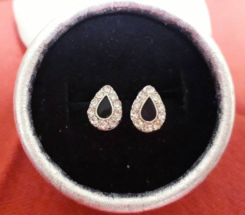 Teardrop Black Onyx Stud Earrings