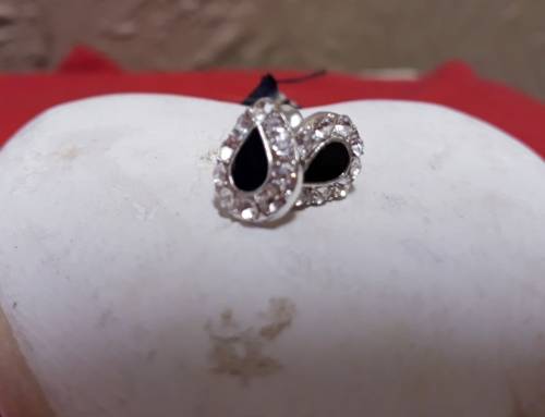 Teardrop Black Onyx Stud Earrings
