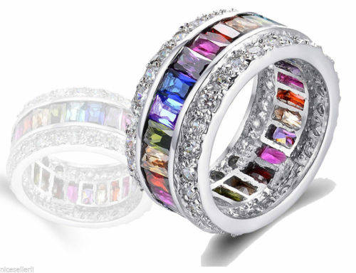 Elegant Silver Multi-Color Sapphire Ring