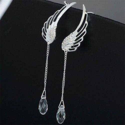Graceful Silver Sapphire Angel Wing Earrings