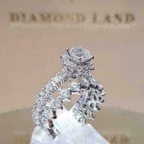 Georgeous Silver Bold Daimond CZ Ring Set Sizes 8-9