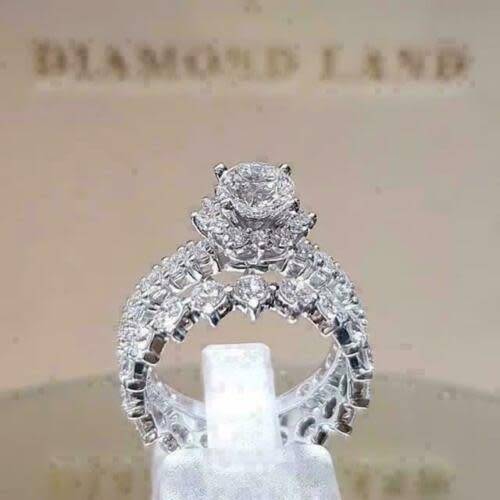 Georgeous Silver Bold Daimond CZ Ring Set Sizes 8-9