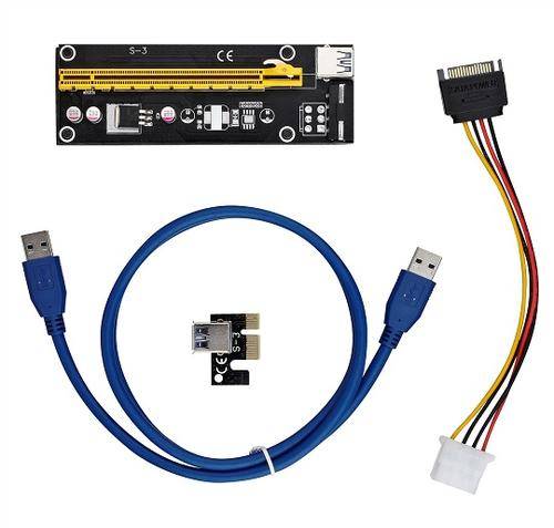 PCI-E 1x to 16x Powered USB 3.0 1M Extender Riser Adapter Card