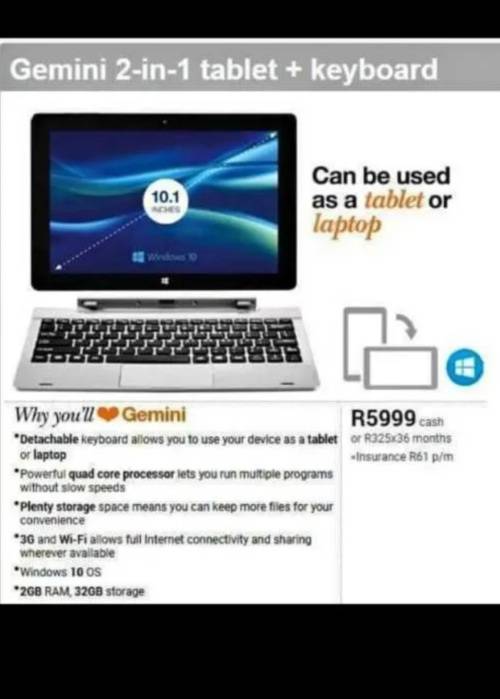 Proline Gemini 10.1 inch 3G laptop /tablet.