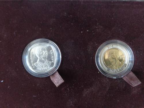 NELSON MANDELA 2000 and 2008 Commemorative Coin Set in specially designed case