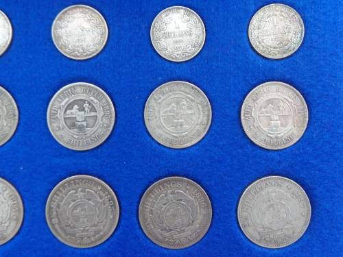 COMPLETE Set of PAUL KRUGER Coins from 1892 to 1898 in Kiaat Velvet Box  Plus many extra Coins