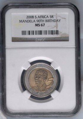 6 x 2008 Mandela 90th Birthday Coins (Graded MS67 by NGC) - Bid per coin for the whole lot.