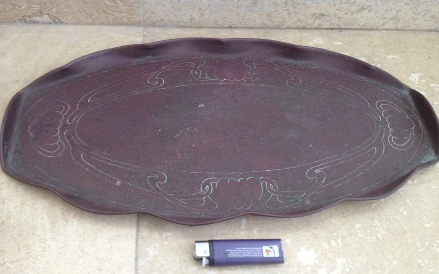 Vintage copper tray folded edges coffee tray drinks tray