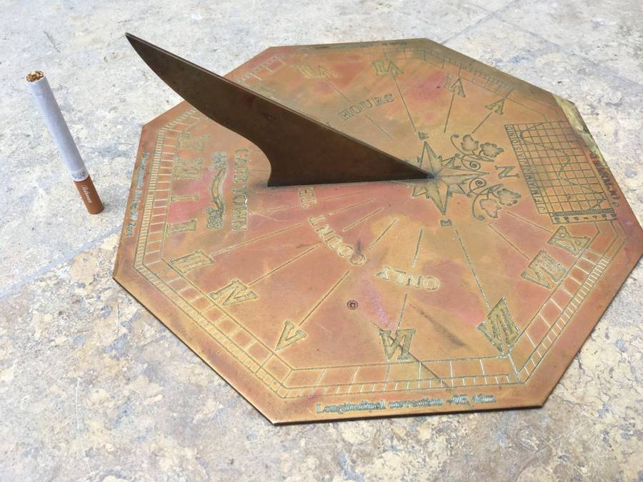 vintage Brass large Octagonal Garden Sundial , made in Cape Town