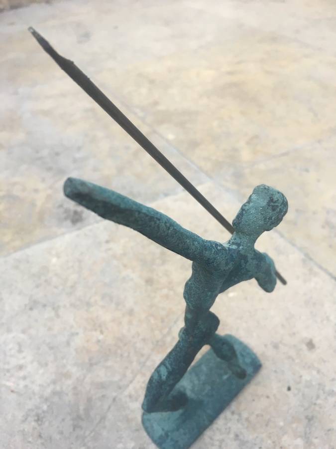 vintage bronze javelin Greek Greece statue Sculpture figure olympics