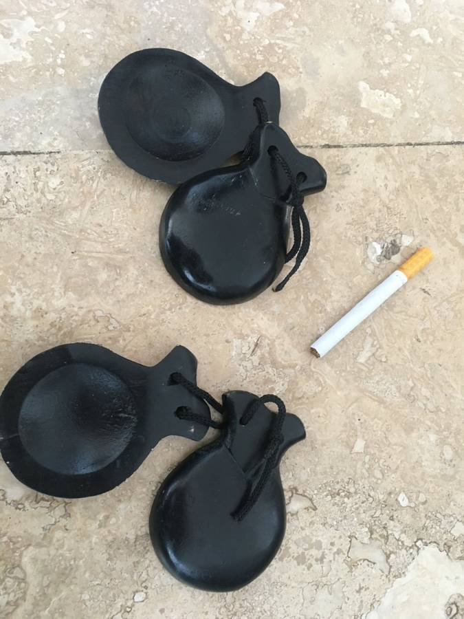 vintage pair of wooden castanets , castanet