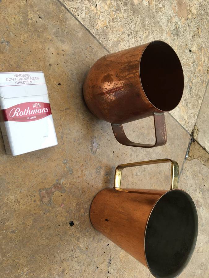 vintage pair of copper cups