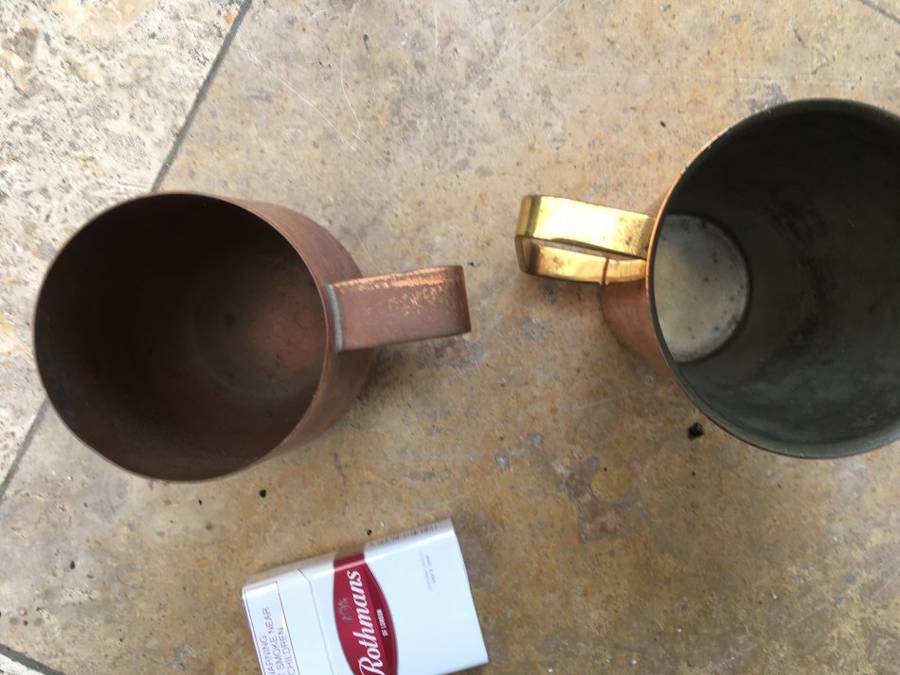 vintage pair of copper cups