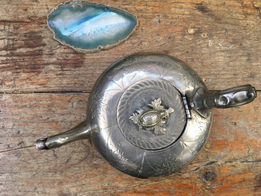 vintage victorian ornate rare silver Alladin genie teapot