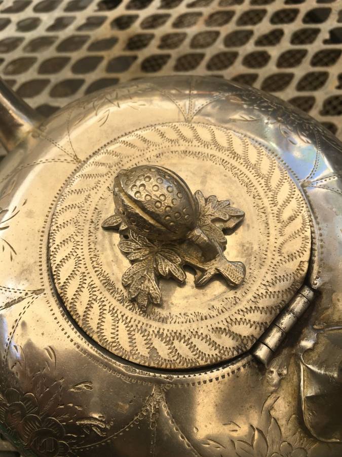 vintage victorian ornate rare silver Alladin genie teapot