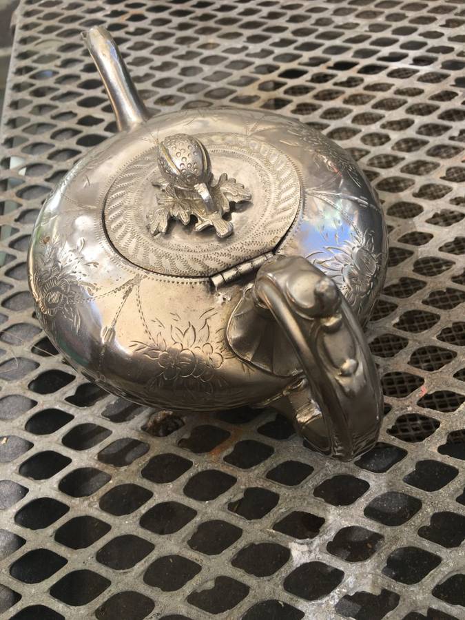 vintage victorian ornate rare silver Alladin genie teapot