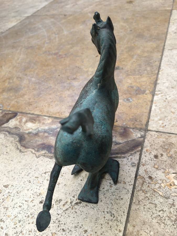 Vintage Bronze Chinese Flying Running Horse of Gansu Sculpture figure, Treading on flying swallow