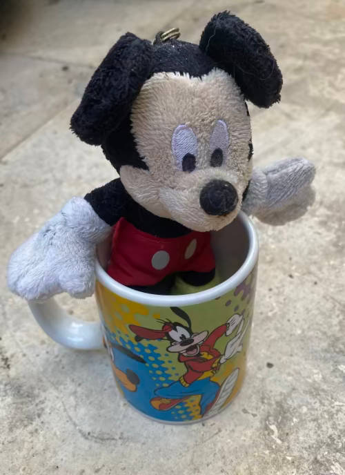 vintage disney doll mickey mouse doll keyring and coffee mug