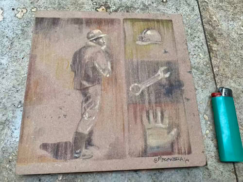 BOYCE MAGANDELA on board 180 x 180 signed original