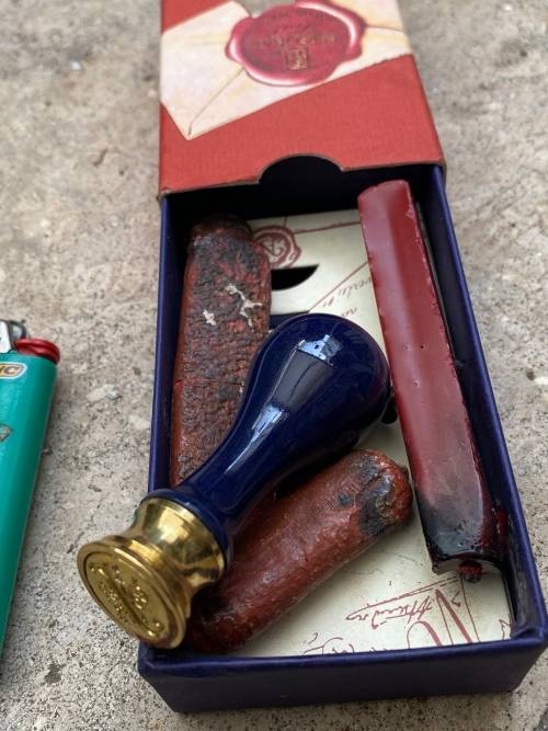 vintage stuart houghton design seal with wax