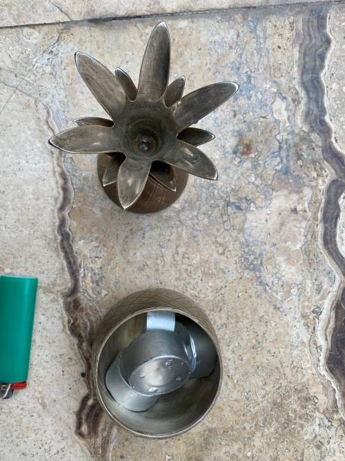 vintage brass pineapple container , india