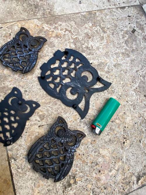 vintage cast iron owl trivet trivets lot of 4 Taiwan