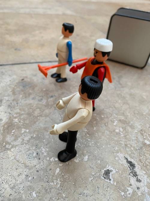 vintage 1977 Mettoy figures play craft busy bodies lot of three people with train track support