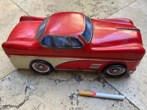 vintage red toffee tin car woolworths toffees storage tin trinket box