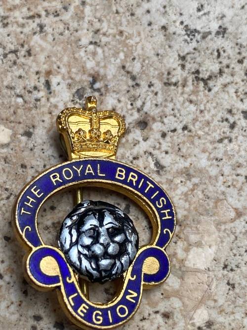 the royal british legion badge and RNA royal navy association badge pair