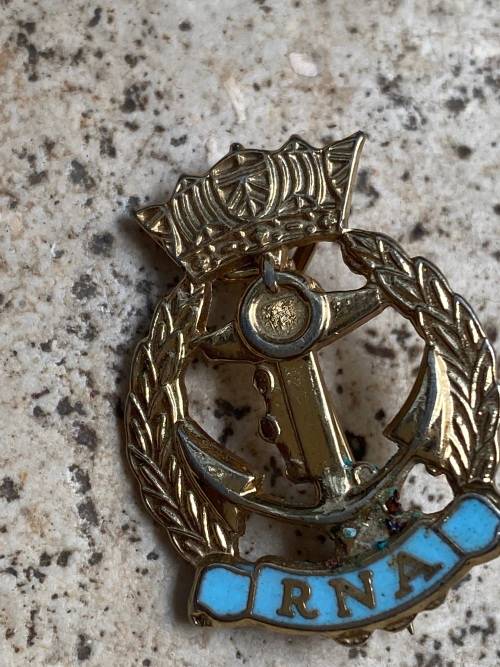 the royal british legion badge and RNA royal navy association badge pair