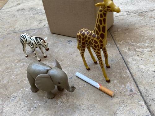 vintage playmobil elephant 1980 with Giraffe and Zebra figures figure