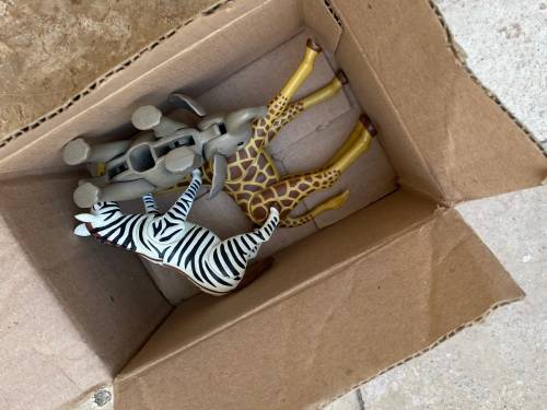 vintage playmobil elephant 1980 with Giraffe and Zebra figures figure