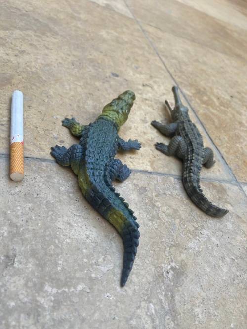 vintage pair of schleich crocodile aligator wild life figure figures 1999