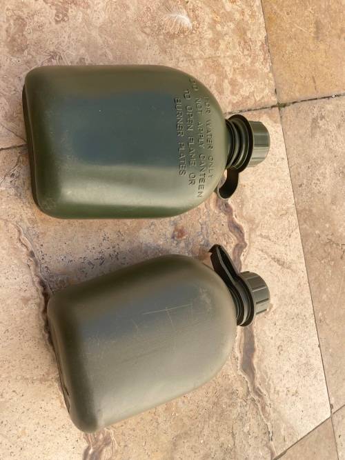 vintage army water bottle pair